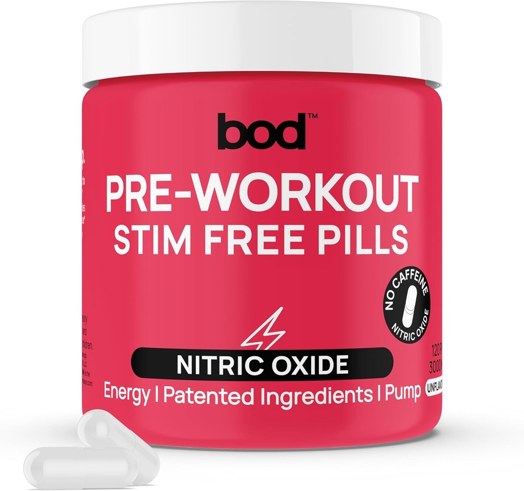 BOD Pre Pastile de antrenament cu Ceai verde natural, Electroliți, L-Theanine, Root de sfeclă, Sprijină Energia, Perseverență, Performanță de antrenament fără Jitters sau Crash, Vegan Pre Workout pentru femei și bărbați, 120Pills