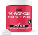 BOD Pre Pastile de antrenament cu Ceai verde natural, Electroliți, L-Theanine, Root de sfeclă, Sprijină Energia, Perseverență, Performanță de antrenament fără Jitters sau Crash, Vegan Pre Workout pentru femei și bărbați, 120Pills