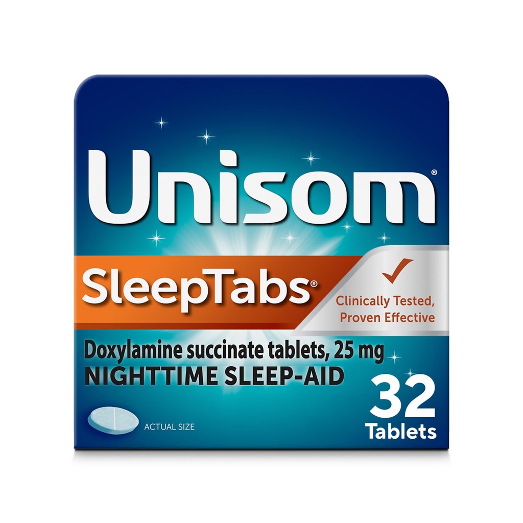 Unisom SleepTabs, Nighttime Sleep-aid, Doxilamine Succinate, 32 comprimate