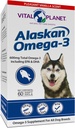 Planeta Vital - Alaskan Omega-3 Suplimentul de ulei de pește pentru câini cu 600mg de Omega-3, High in DHA și EPA de la pește de apă rece recoltată în mod durabil, 60 Softgels vanilie