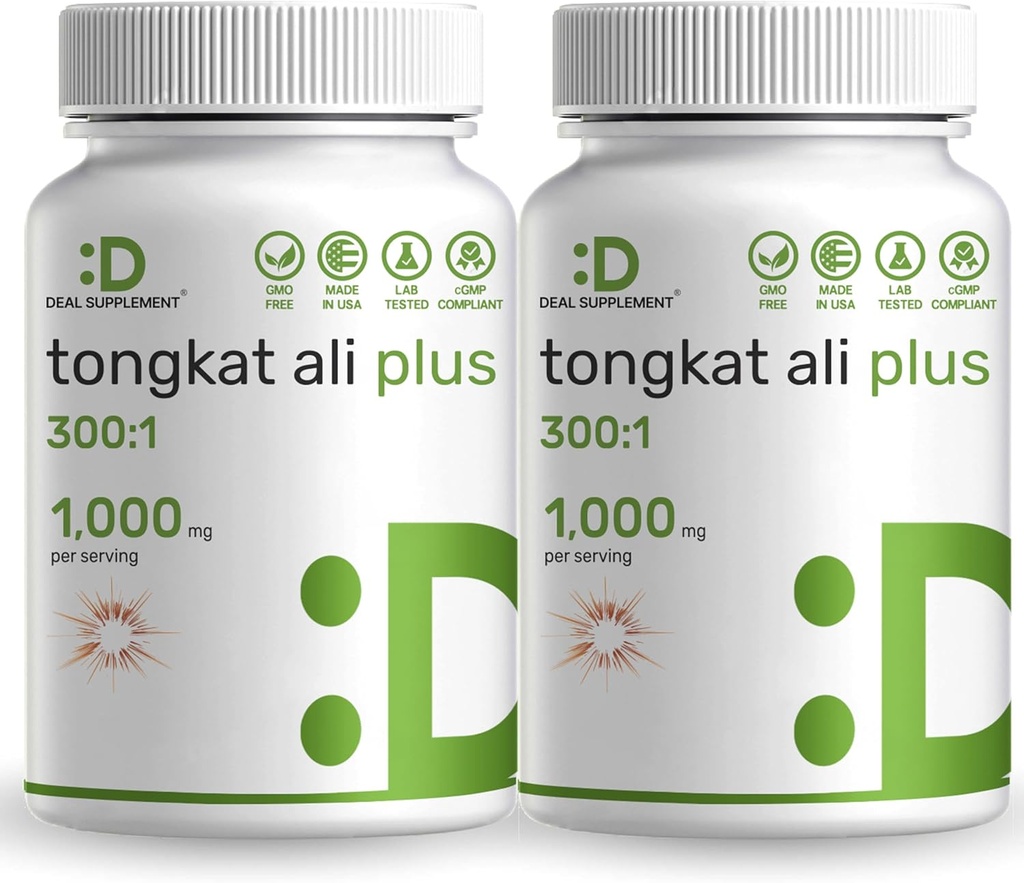 2 Pack Tongkat Ali Extract 300:1 cu Horny Goat buruieni 1,100mg, 480* Capsule 