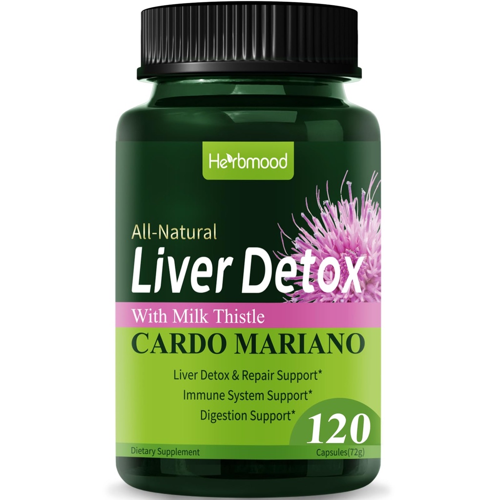 Silymarin Milk Thistle Capsule de dezintoxicare pentru ficat gras, Alcachofa y Cardo Mariano con Silimarina para el Higado Graso, Ficat Cleanse Detox & Reparație Formula w/Antichoke Extract. 120Număr