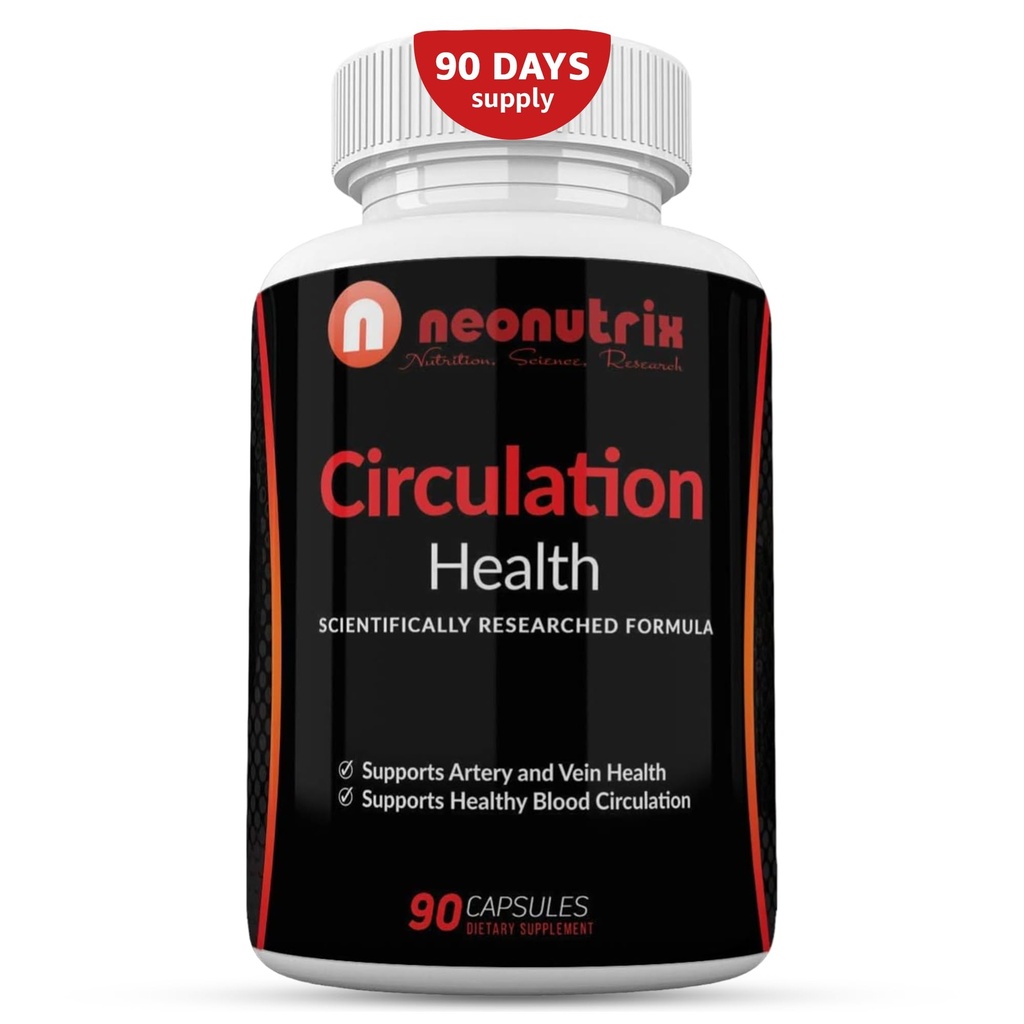 Circulaţia sângelui Suplimentul de sănătate pentru Vein Health & Artery Health - L-Arginină, Root Ginger, Hawthorn & Diosmin Supliment cardiovascular - Suplimente de circulaţie naturală - 90 capsule de Neonutrix