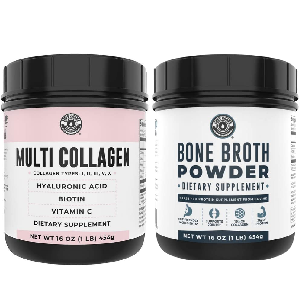 Spectacol de coasta stanga Broth pur si Multi Colagen pulbere pentru comun, par, piele si unghii suport