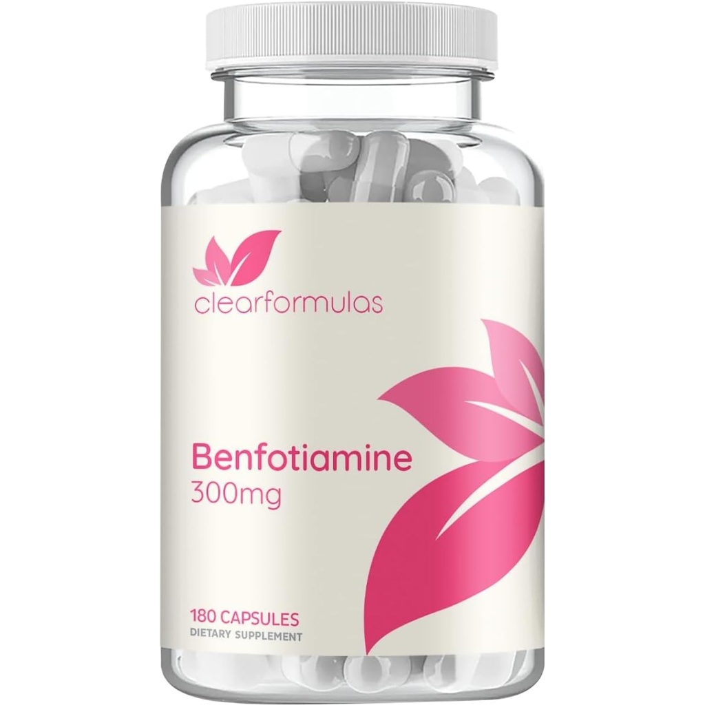 Absorbţie mare Vitamina B1 Benfotiamină 300mg - Benfotiamină Supliment pentru Glycation Heart şi Nervi Suport - Vegan non-GMO & Gluten Fat Soluble Thiamine B1 Supliment (180 Serviri)