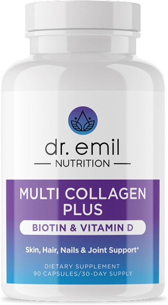 DR. NUTRIȚIA EMILĂ Multi Colagen Peptides Plus Biotina si vitamina D - Suplimente Biotina si Colagen pentru piele de par si unghii - Biotin pastile pentru cresterea parului