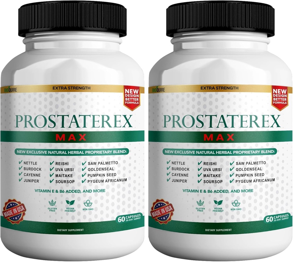 ProstateRex Max Putere Max Suplimentul de suport pentru sănătate prostată, Saw Palmetto, Vegan, Non-GMO, Gluten-Free 