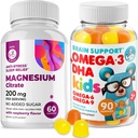 Omega3 Gume pentru copii cu Omega 6&9 și gume de magneziu - DHA copii supliment creier pentru inima si suport viziune 