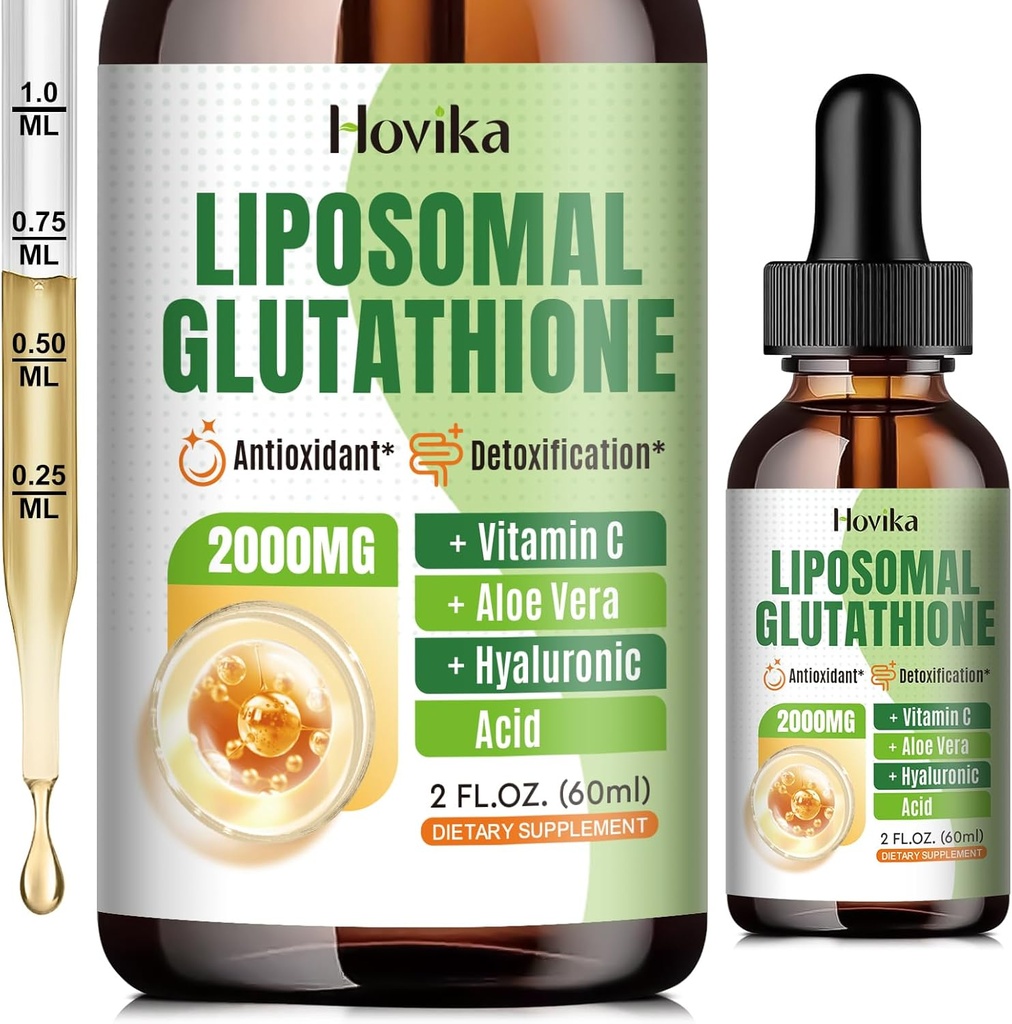 Liposomal Glutatione Supliment 2000mg, Liquid Glutatione picături cu vitamina C, Master Antioxidanti pentru sistemul imunitar, Aging Defense, Skin Headth, Ficat Detoxifiere - Absorbție superioară, Vegan 2 Fl Oz