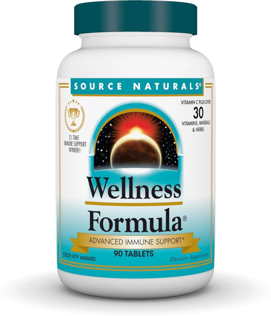 Sursa Naturals Wellness Formula Bio-Aliniat Vitamine & Herbal Defense - Sistemul imunitar Supplement & Imunity Booster* - 90 comprimate