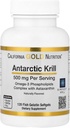 California Gold Nutrition Antarctic Krill Oil, Ultra-High Omega-3 cu Astexanthin, Natural Strawberry & Lemon Flavor, Non OMG, Gluten Free, 500 mg, 120 Fish Gelatina Softgels, 2 Pack