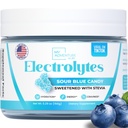 Zero zahăr - albastru Sour bomboane Electroliti pulbere - reîmprospătare Hidratare - Cafeina Energie Liberă - Toate ingrediente naturale - Vegan, Keto & Paleo - Suc gratuit Electrolit pulbere băutură Mix - 30 Serviri