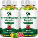 Magneziu Glycinate Gumries 400 - Supliment de magneziu pentru somn, Stres & Musculare Calm Chews de magneziu pentru adulți și copii cu vitamina D, aroma de fructe B6, Vegan, 2 cutii