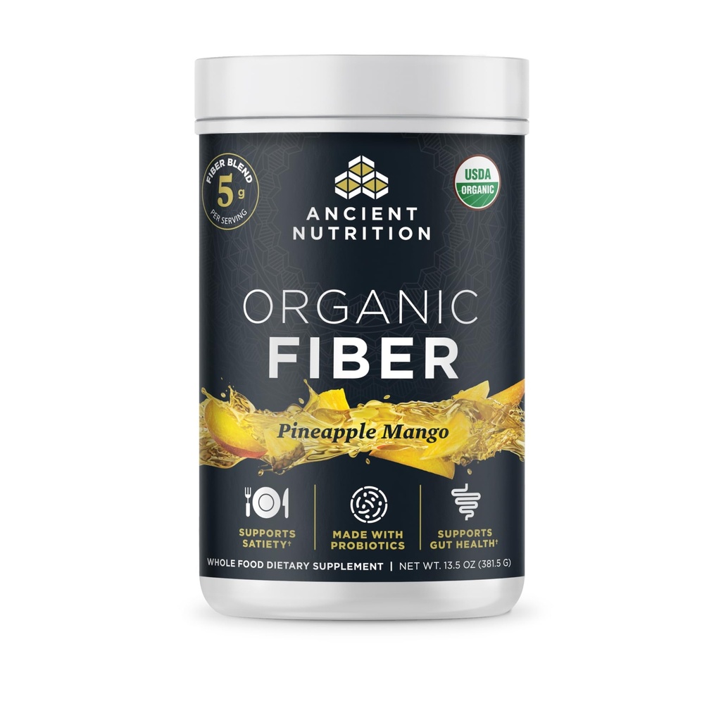 Pudră organică nutritivă antică de fibre, Ananas Mango, fibre solubile din rădăcini Acacia & Konjac, susţine sănătatea digestivă, reduce balonarea, 13.5 oz