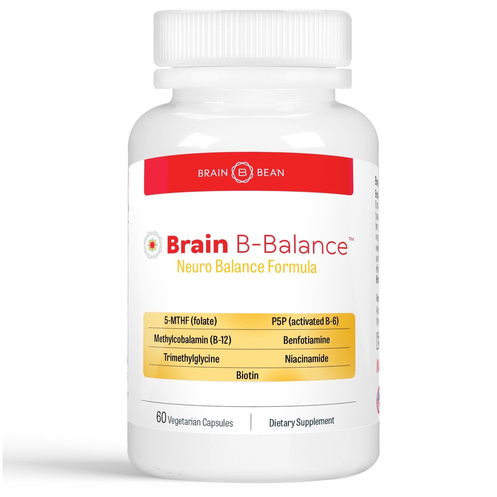 Echilibrul cerebral B: Multivitamine metilate - Formula de neuroechilibrare a complexului B metilat - Methylfolat suportă starea de spirit. Minte. Memorie - 60 capsule Vegan