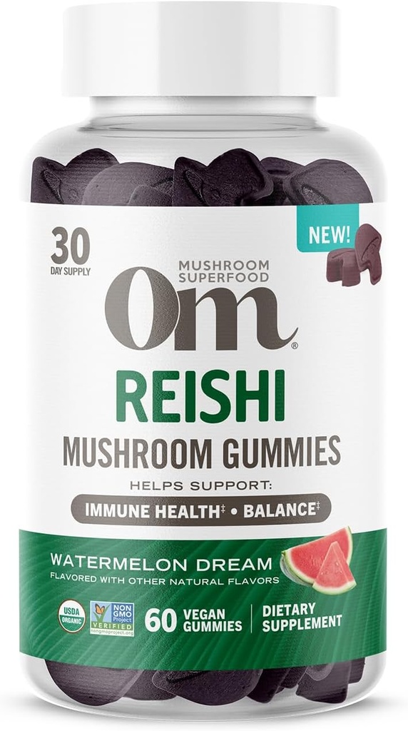 Om Mushroom Superfood Reishi Gummies, Statele Unite ale Americii crescut ciuperci organice, Sprijină Sănătate imună, Echilibru, & Stres, 60 Conte, 30 Servings Gummy Suplimente