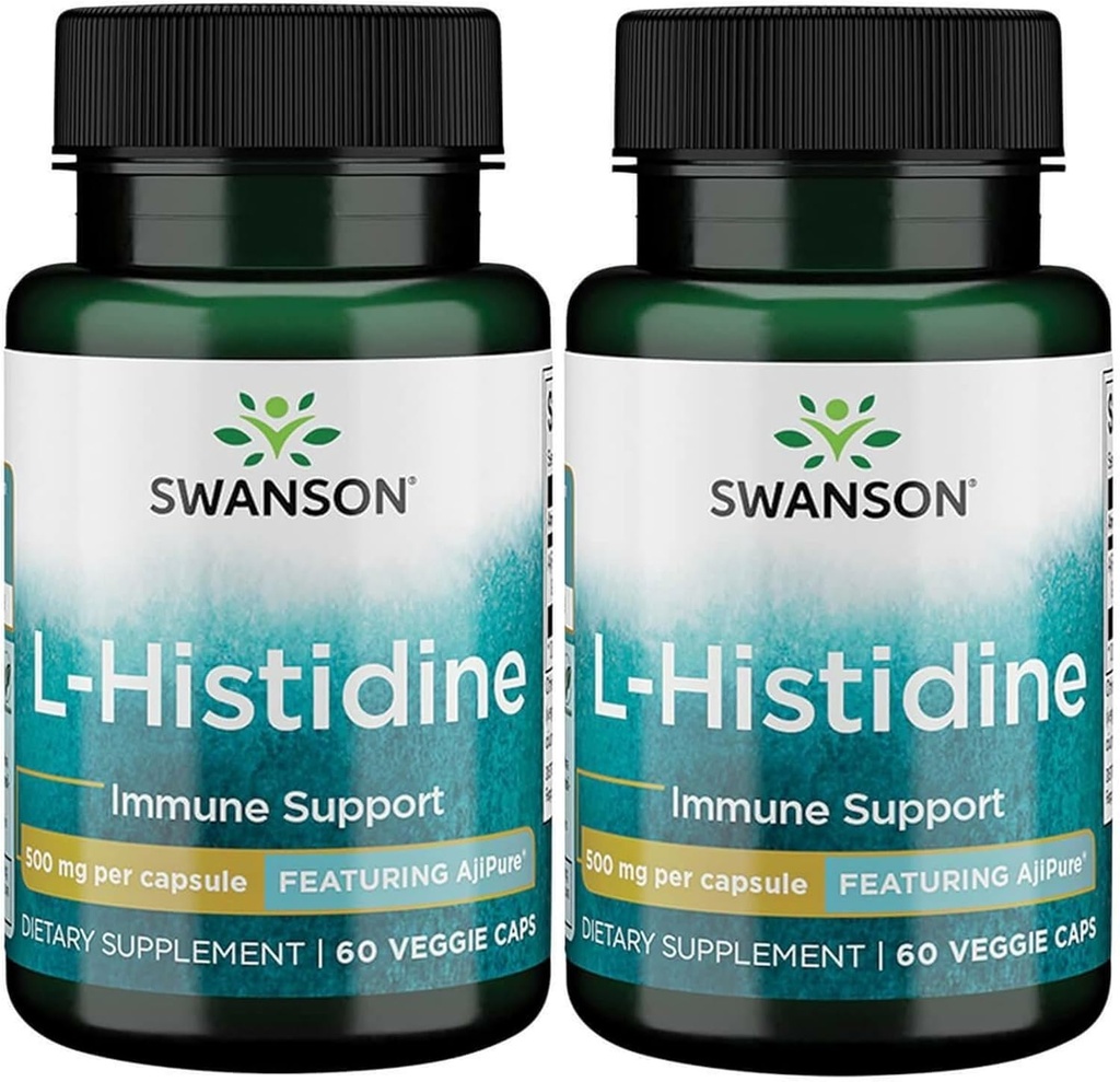Swanson L-Histidină - Ajipure 500 mg 60 Veg Caps (2 ambalaj)