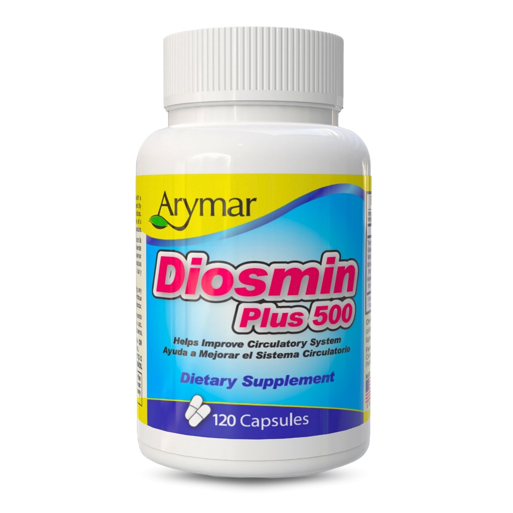 Arymar Diosmin Plus 500 - Supliment de suport pentru sistem circulator, 500 mg, 120 capsule
