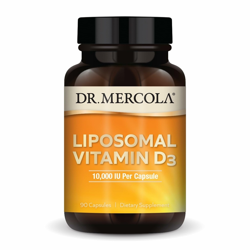 Dr. Mercola Liposomal Vitamin D3 - Supports Heart, Bone & Immune Health - 10,000 IU Per Serving - Non-GMO, Soy Free & Gluten Free - 90 Capsules (90 Servings)