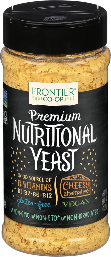 Frontier Co-op Premium Yeast Flakes, 3.6 oz cu vitamina B12 - pentru Popcorn, Snacks, Paste, și Supă