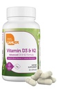 Zahler Vitamina D3 5000 UI K2 - Vitamina avansată D3 K2 Formula - Densitatea osoasă și absorbția calciului - Kosher Vegetarian MK7 Vitamina K2 D3 Suplimentul de vitamine - VIT D3 K2, Vitamina D K2 (60 capsule)