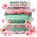 Akkermansia Probiotice Gumiile cu Prebiotice Fibră, 300 Miliarde AVU Akkermansia Muciniphila, cu fructe polifenol, amidon rezistent, vitamina D3 B2 pentru metabolism, Digestive & Gut Health, 1Pack