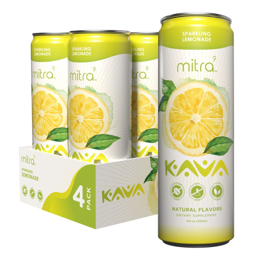 MITRA9 Băuturi botanice - Lemonade Sparkling Kava Bea cu extract de rădăcină Kava - Îmbunătățitor de modă - Baza de plante - promovează calmul natural și claritatea (12 Fl. Oz) (4)