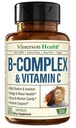 Complex de vitamine B cu VIT C & Acid folic (Folat) - 8 vitamine B de mare potenţă: B1, B2, B3, B5, B6, B7, Vitamina B12 + Biotin, Choline & Inositol. Ajută starea de spirit, energia, sistemul nervos și sprijinul imunitar