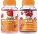 Suport imun de viață + Fier cu vitamina C, Gume Bundle - mare Tasting, Supliment de vitamine, gluten gratuit, OMG-uri gratuit, Chectabil