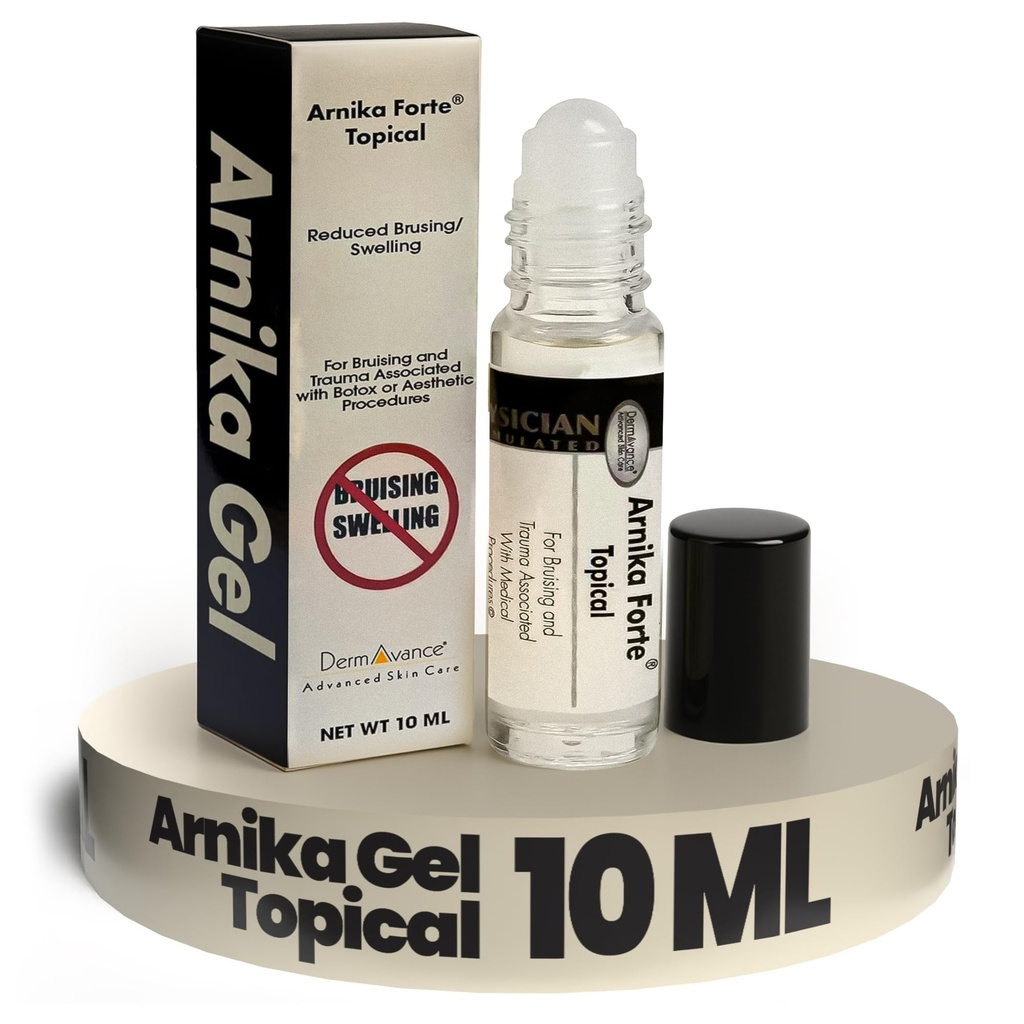Arnika Forte Topical Roll-On, Arnica Gel pentru vânătăi şi umflături după intervenţia chirurgicală, Easy-to-Use Arnica Gel Topical pentru îngrijire post-chirurgicale şi leziuni sportive, Clear, 10 ml