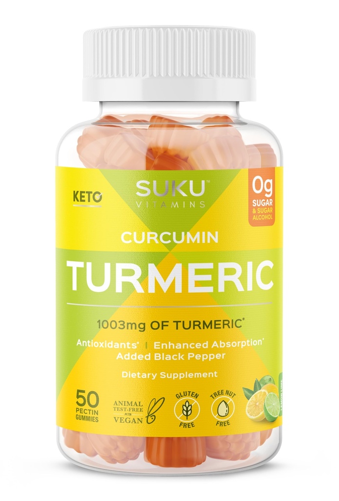 SUKU Curcumin Curcumin Zahăr Gume gratuite cu 1003 mg de Turmeric - Pepper negru protejează ficatul, Îmbunătățește Digestia, Inflamație Răspunsul & Sănătate Comună 