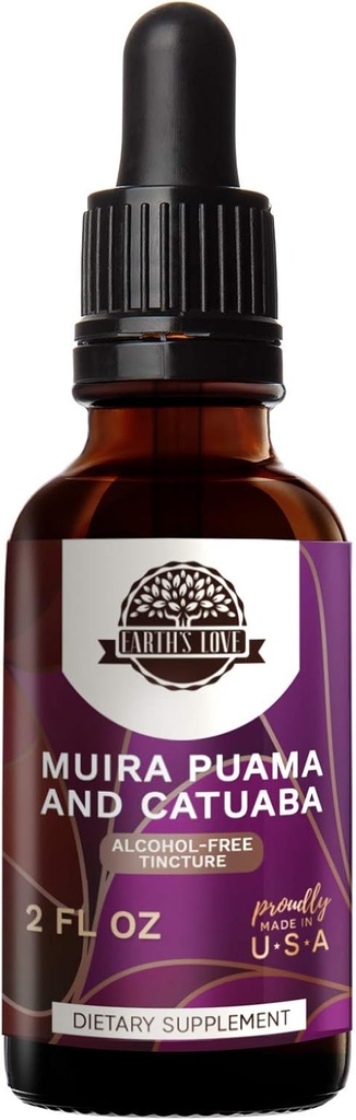 Dragostea Pământului - Muira Puama și Catuaba Extract de plante aromatice fără alcool Tinctură, super-concentrat (Pychopetalum Olacoides și Trichilia catigua, eritroxilum vacciniifolium) Plante aromatice uscate (2 Fl Oz)