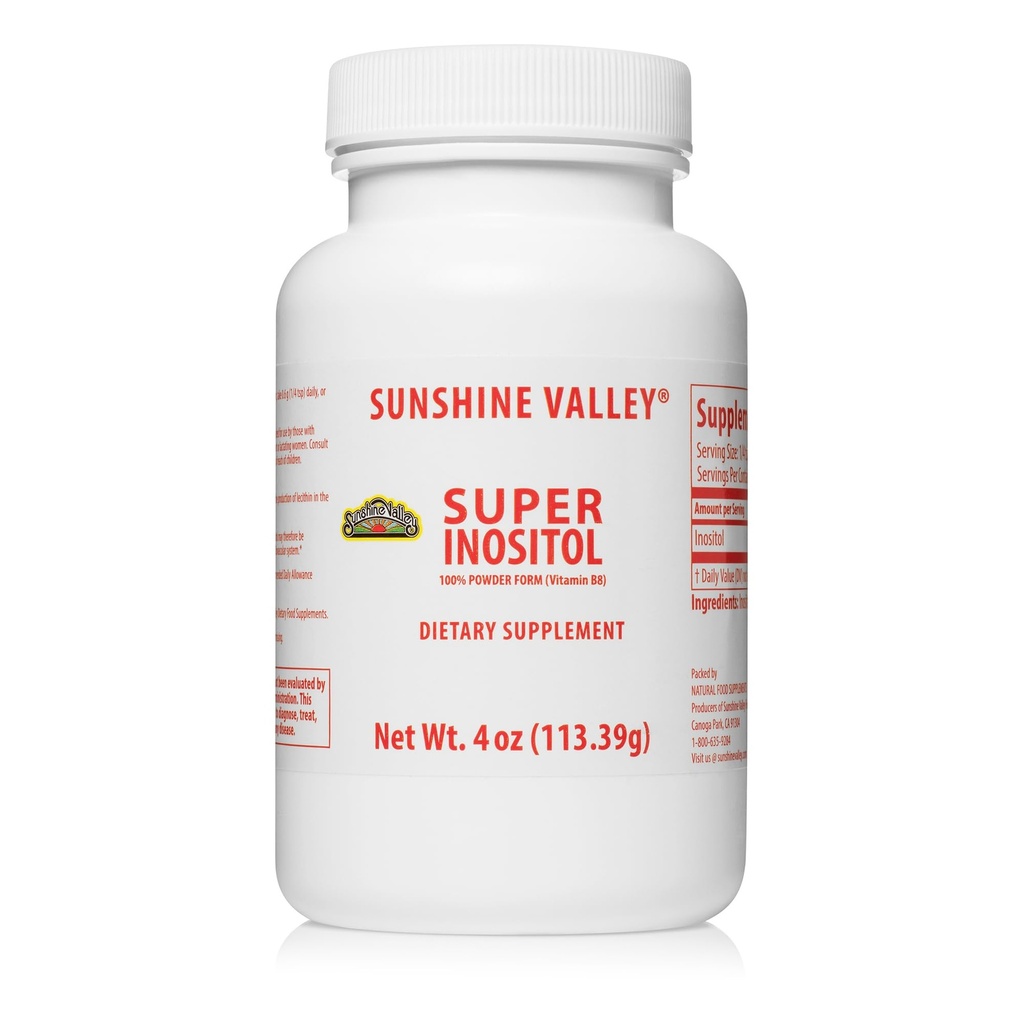 Sunshine Valley® Super Inositol, Vitamina B8 Pudrat Supliment alimentar, Natural POSs Fertility Supplement, Hormonal Balance & Healthy Function Support - 4 oz