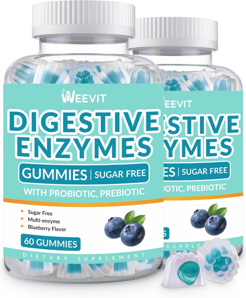 Enzime digestive Gume, enzime digestive masticabile pentru femei si barbati cu probiotice si prebiotice Blend, Sugar Free Vegan
