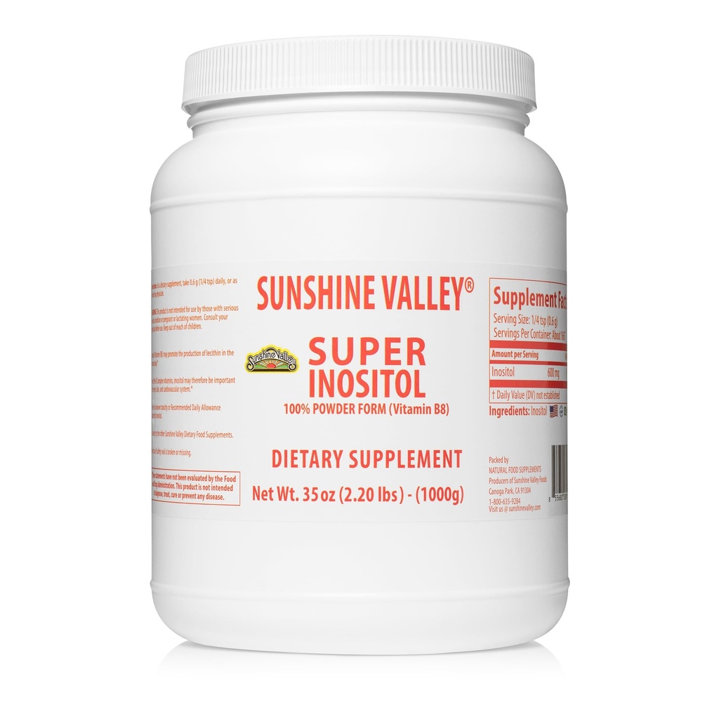 Sunshine Valley® Super Inositol, Vitamina B8 Pudrat Supliment alimentar, Natural & PCOS Fertility Supplement, Hormonal Balance & Sanatos Functie ovariana Suport - 35oz