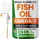 Omega 3 ulei de pește pentru câini și pisici - Made with wild Alaskan Salmon Oil; Liquid Fish Oil Supplement for Pets with Omega 3 EPA+DHA Fatty Acids; Real Ingrediente, Real Gust 