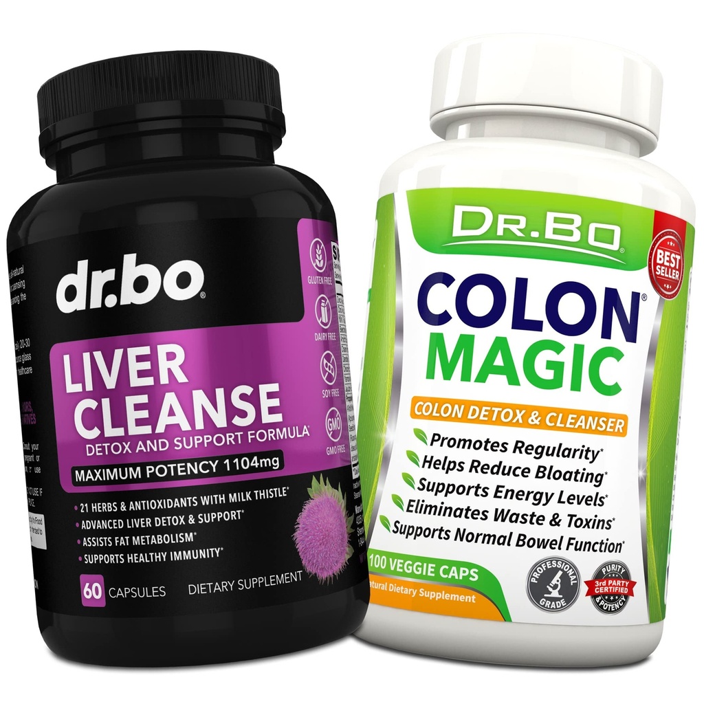 Ficat & Colon Cleanse Detox Supplement - Natural Bowel Cleanser Pastile pentru Intestinal Blooting & Daily Constipation Relief - Milk Thistle Caps & Help Gallbladder Suplimente
