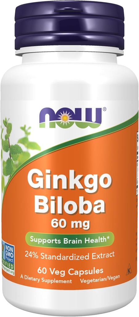 ACUM alimente Suplimente, Ginkgo Biloba 60 mg, 24% Extract standardizate, Proiectul non-GMO verificat, 60 Veg Capsule