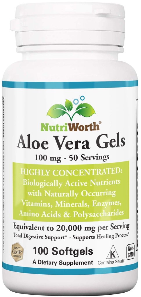 Aloe Vera Supliment (100 Softgels) 20.000 mg Echivalență gel pur 