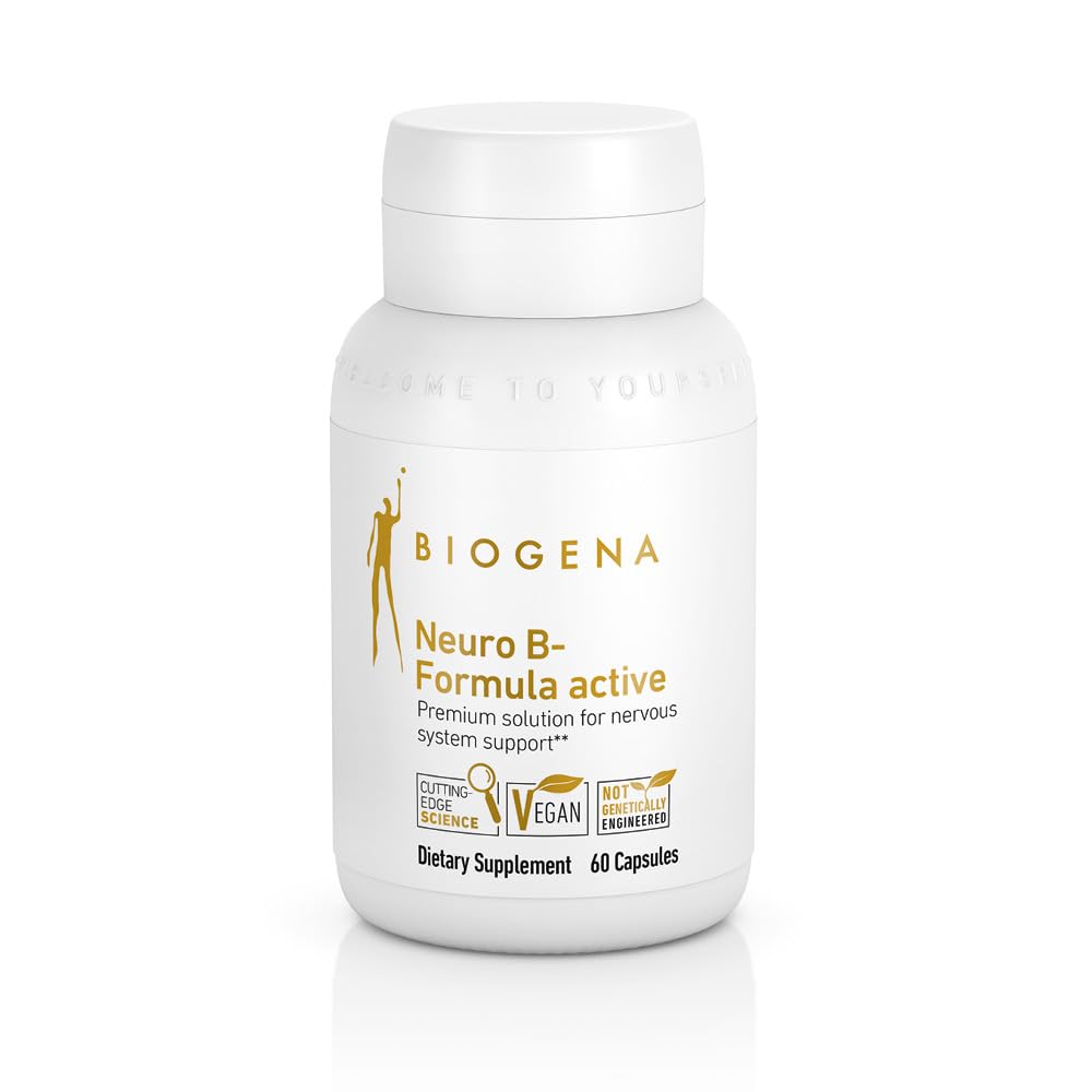 Biogena Vitamina B Capsule complexe cu toate cele 8 capsule B1, B2, B6, B12, folat, niacină, biotină şi acid pantotenic pentru a sprijini sistemul psihotic şi nervos** - Neuro B-Formula Active Gold