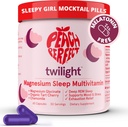 Peach Perfect Twilight Magneziu Glicinate Somn Multivitamine Magneziu Suplimentul cu Tart Organic Cherry, Mușețel, 5-HTP, L-Tryptofan, Natural Girl Sleepy Mocktail, 60 capsule, 30 Serviri