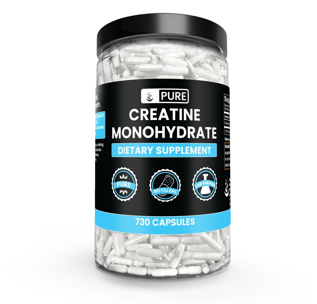 Ingrediente originale pure Creatina Monohidrat (730 capsule) Nu magneziu sau orez Fillers, întotdeauna pură, Lab verificat