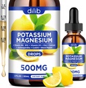 Potasiu Magneziu Citrate Supliment, Citrat de magneziu lichid picături 500mg cu Ashwagandha, Calciu, Zinc, Vitamina D3, B6, B12, CoQ10 - Vegan 2 fl oz Lemon Flavor