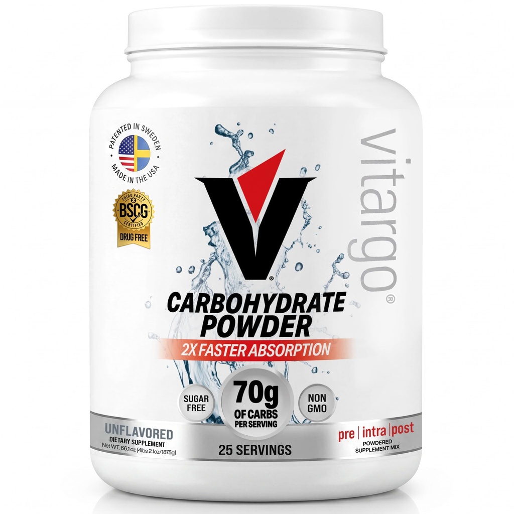 Vitargo Carbohidrat pulbere, 2X mai rapid absorbţie, 4.4 LB Plain, Pre, Intra & Post, zahar-gratuit Complex de carbohidraţi pulbere pentru recuperare, rezistenţă & musculare Gain, Made in USA