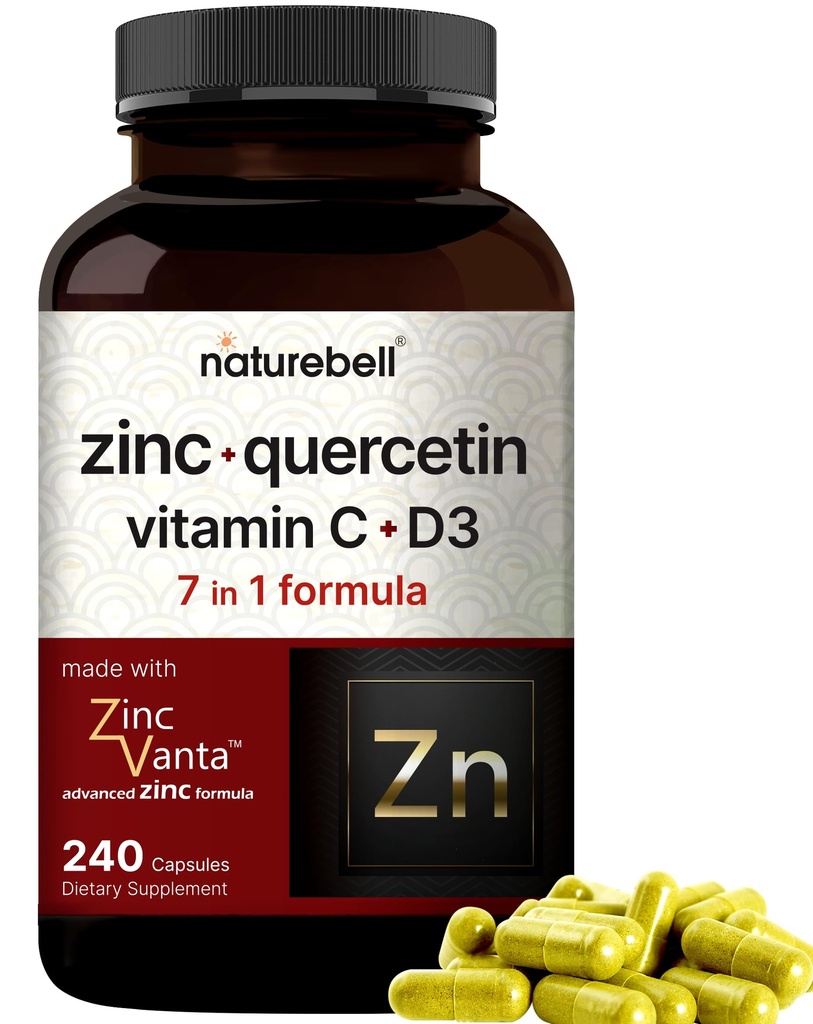 NatureBell Zinc Querbetin cu vitamina C & D3, 240 capsule 