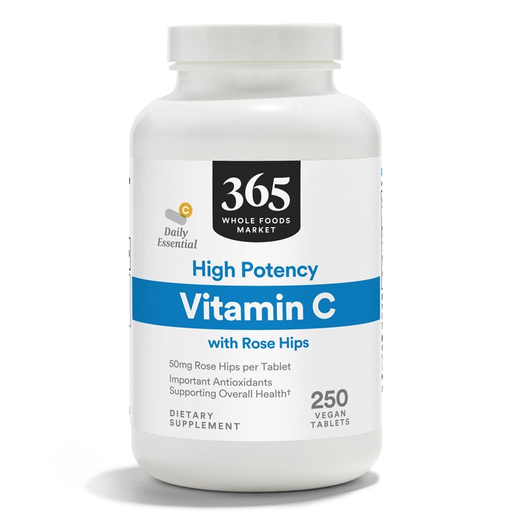 365 de Whole Foods Market, High Potence Vitamina C cu Rose Hips, Vegan, 250 Tablete