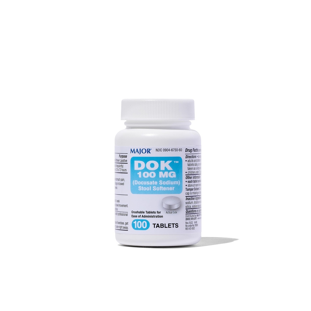 Doctorat major Sodiu 100 mg - Stool Softener Tablete pentru Relief Constipație - ajută la oprirea constipației - Stool Softeners pentru femei, bărbați și copii Vârsta 12+ - 100 comprimate