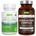 Complex Astexanthin + Complex de zinc Vegan Bundle, suport antioxidant pentru piele, par si unghii, de Igennus