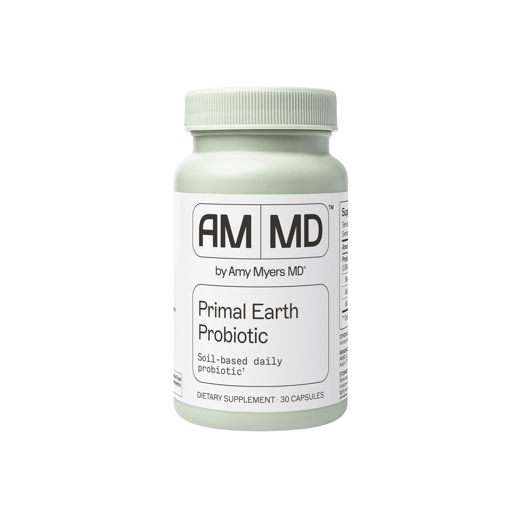 Amy Myers MD Primal Earth Probiotic - Digestive & Immune Supplement - Soil-Based Probiotic - Gluten-Free & non-Dairy - Paleo-Friendly Adult Health Supplement - 30 capsule