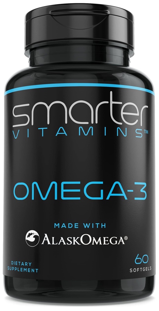 SmarterVitamins Omega 3 ulei de pește, aromă de căpșuni, Burpless, Degustare, 2000mg, DHA EPA Triple Putere, Made with AlaskOmega®